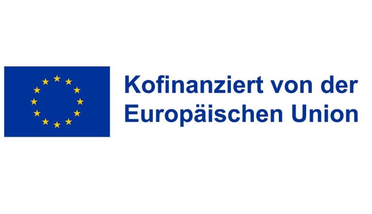 Logo ESF+ Förderung Logo ESF+ Förderung: Europa-Fahne und Schriftzug Kofinanziert von der Europäischen Union