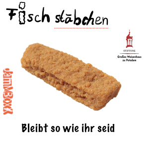 Ein CD Cover: Wir sehen ein Fischstäbchen vor weißem Grund