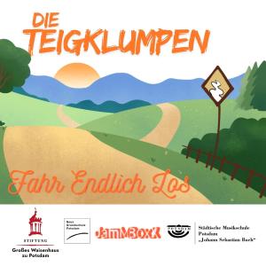 CD-Cover: Wir sehen eine einfach gemalte Landschaft - eine Straße schlängelt sich durch Hügel - ein Verkehrsschild weist darauf hin