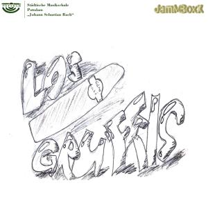 Das Logo der Los Grafits ist in Graffiti Stil Schwarzweiss gehalten. Man sieht den Schriftzug und eine dicke Zigarre.