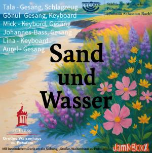Auf einem Cd-cover ist hier ein schöner gemalter Strand an einer blumenbewachsenen Küste zu sehen