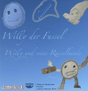 CD-Cover: Vor blauem Himmel sehen wir eine Collage aus gezeichneten "Fussel-Wesen"