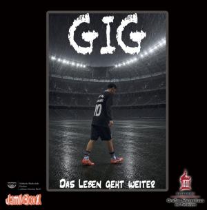 CD-Cover: In einem verregneten grauen Fussballstadium geht ein junger Spieler alleine mit gesenktem Kopf über den Platz
