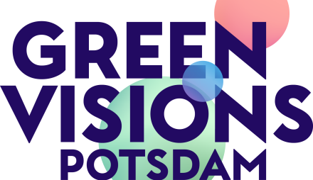 Schriftzug Green Visions Potsdam vor bunten Kreisen