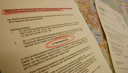 Die Übernachtungssteuer in Potsdam trat zum 1. Oktober 2014 in Kraft.