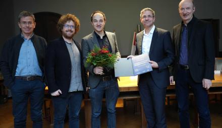 v.l.n.r.: Stefan Rahmstorf, Jonathan Donges, Nico Wunderling, Mike Schubert, Ralf Engbert,