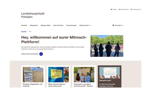 Webseite mitgestalten.potsdam.de - Kinder- und Jugendbeteiligung