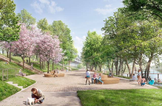 2. Wertungsrundgang Perspektive Wettbewerb Griebnitzsee RMP Stephan Lenzen Landschaftsarchitekten