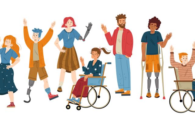 Darstellung von verschiedenen Menschen mit unterschiedlichen Behinderungen