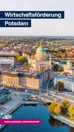 Cover des Flyers der Wirtschaftsförderung Potsdam mit Informationen zu den Angeboten und Kontaktdaten