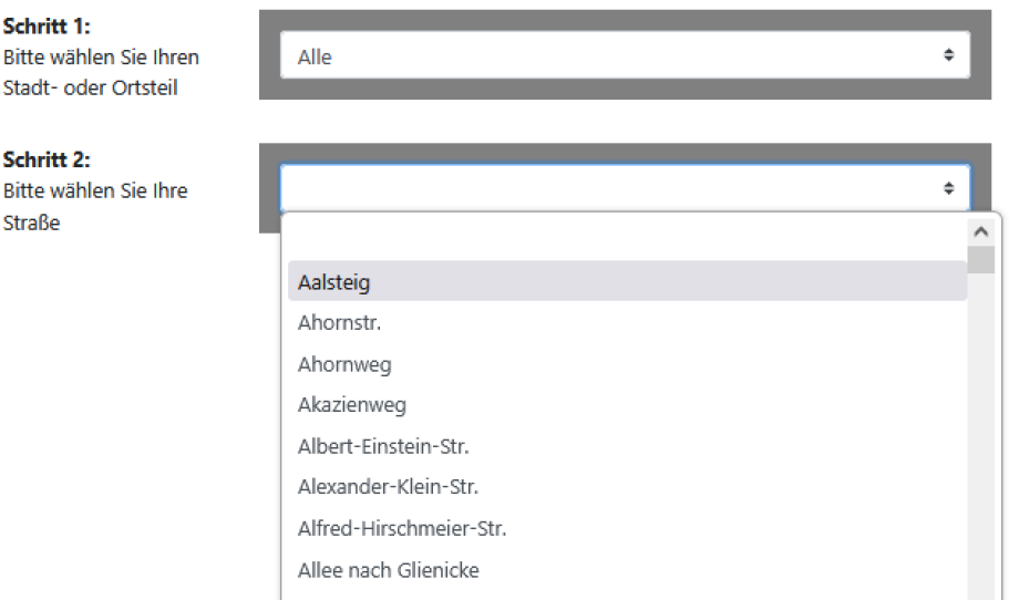 Abfallkalender Schritt 2