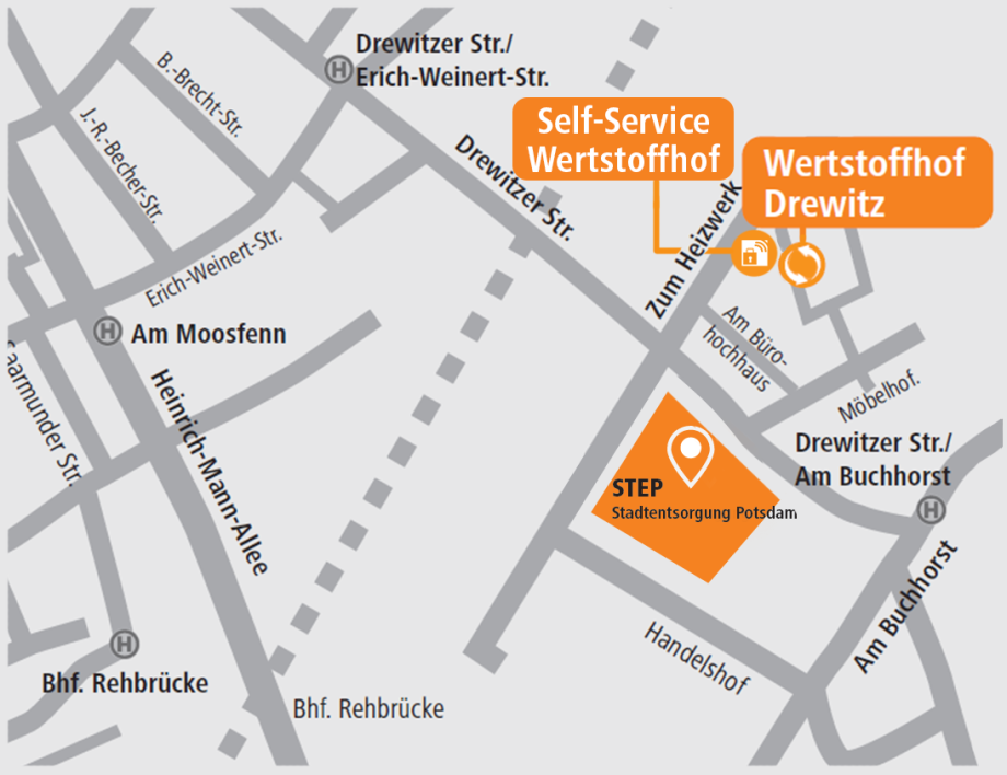Anfahrt Self-Service Anfahrt Self-Service Wertstoffhof Drewitz