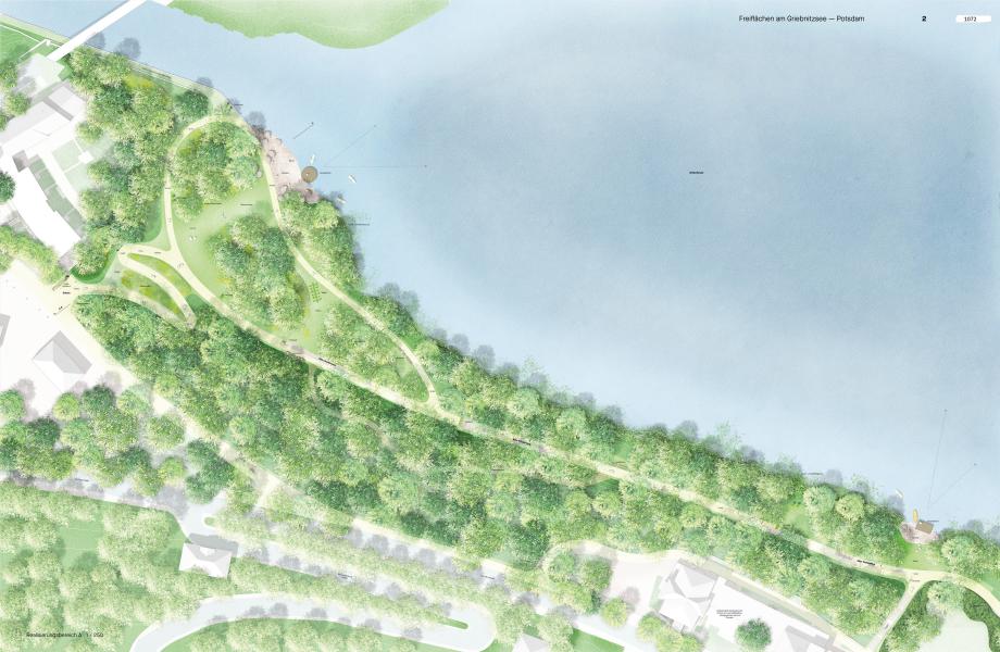 Visualisierung Seeuferpark Realisierungswettbewerb Griebnitzsee Atelier Loidl GmbH, Berlin Platz 3.