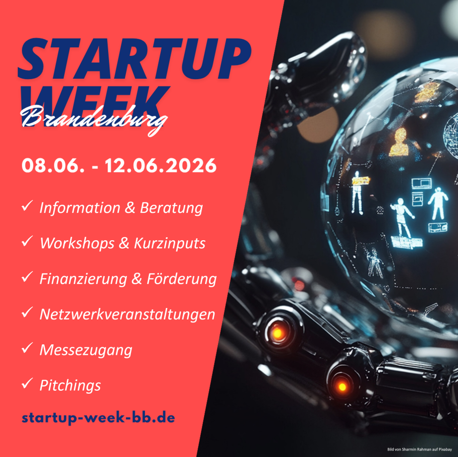Auflistung der Angebote bei der Startup Week Brandenburg 2026