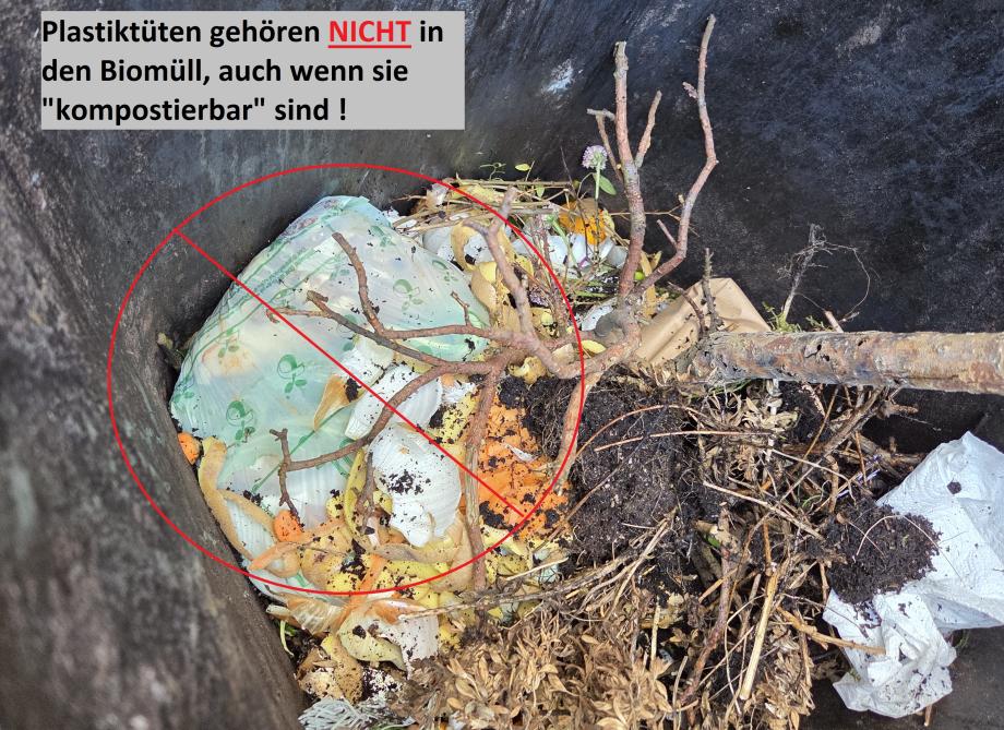 kompostierbare Plastiktüte in der Biotonne