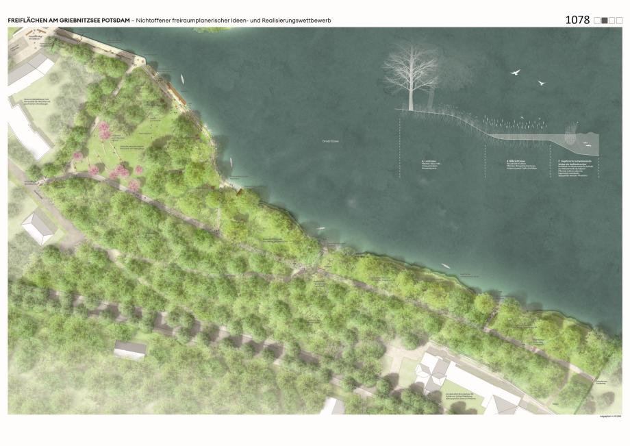 Visualisierung Seeuferpark Realisierungswettbewerb Griebnitzsee Lohaus-Carl-Koehlmos Platz 2.