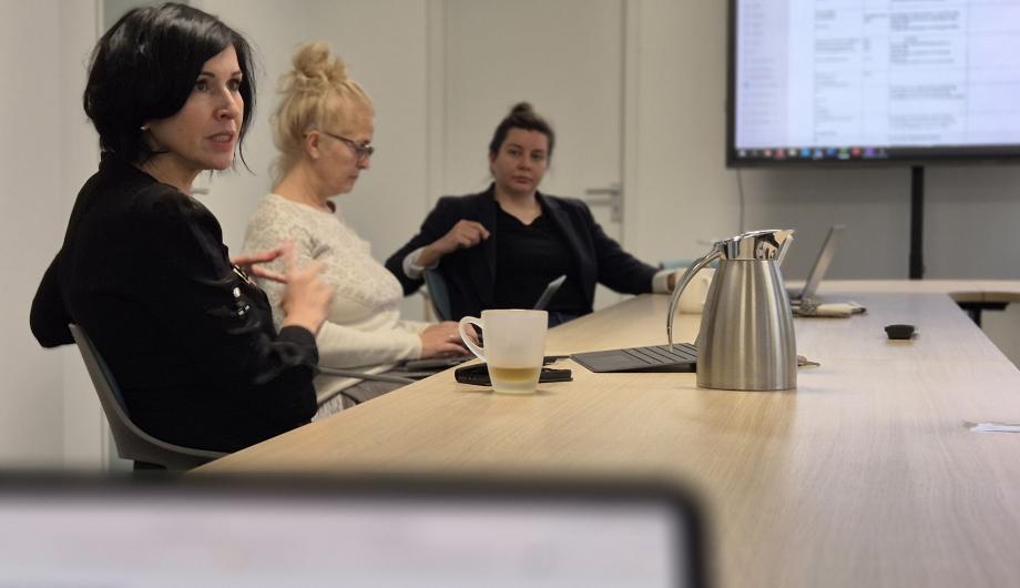 Noosha Aubel in einer Dienstberatung