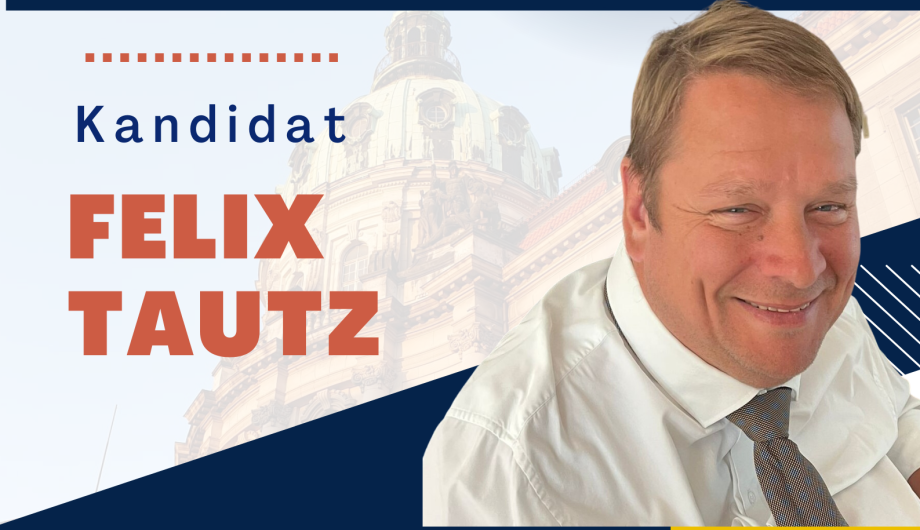 Es ist ein Flyer zu sehen, der zur Wahl zum Beirat für Menschen mit Behinderung aufruft. Der Kandidat Felix Tautz ist auf einem Foto zu sehen und stellt seine Motivation zur Mitgliedschaft im Beirat dar. 