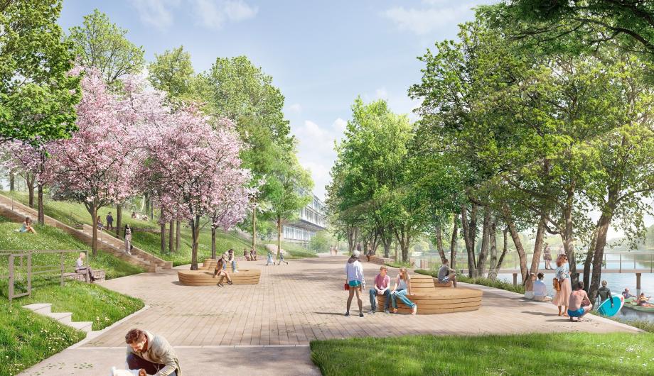 2. Wertungsrundgang Perspektive Wettbewerb Griebnitzsee ArRMP Stephan Lenzen Landschaftsarchitekten