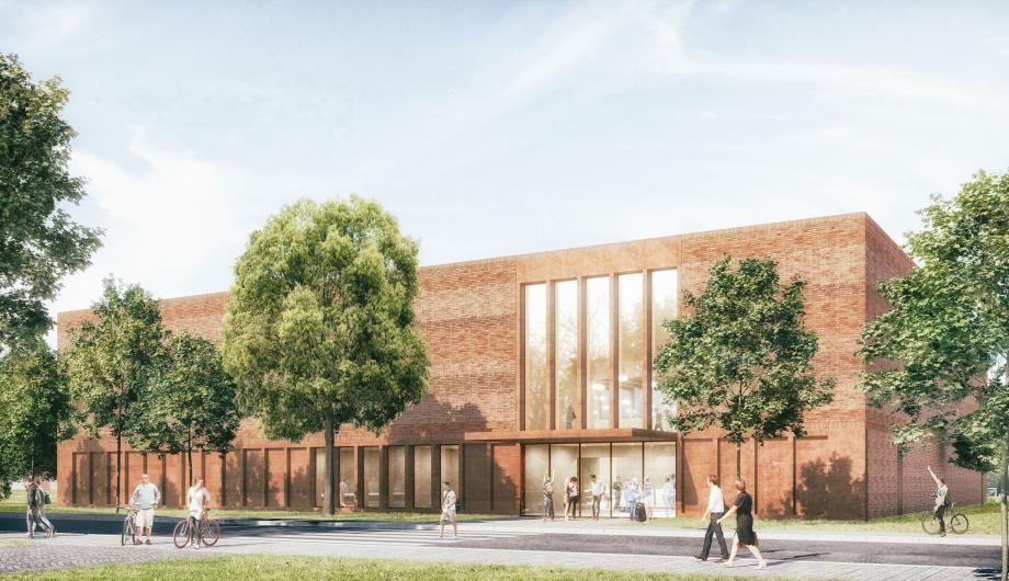 Visualisierung der Schulsporthalle Luftschiffhafen