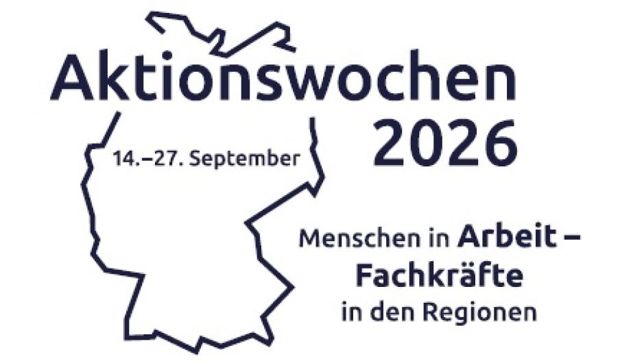 Logo der bundesweiten Aktionswoche Menschen in Arbeit - Fachkräfte für die Region