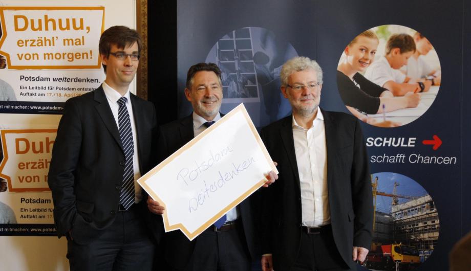 Startschuss Bürgerbeteiligung Leitbild mit Christoph Andersen, Jann Jakobs und Dieter Jetschmanegg