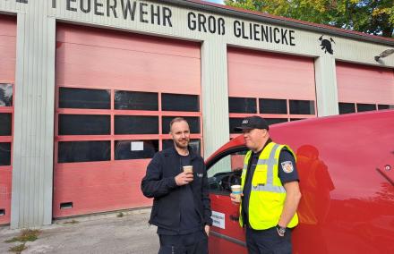Mike Schwitzke und Markus Kreuzer vom Kampfmittelbeseitigungsdienst des Landes Brandenburg