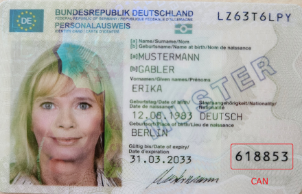 CAN auf dem Ausweisfoto
