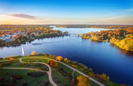 Blick auf die Havel, Glieniecker Brücke von oben
