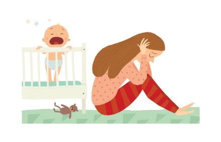 Illustration Mutter mit schreiendem Baby