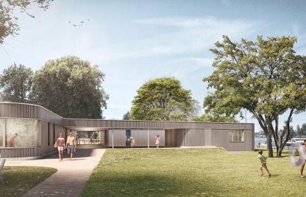 Visualisierung des Stadtbades Park Babelsberg Das Bild zeigt eine Visualisierung des Stadtbades Park Babelsberg.