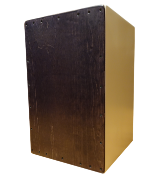 Cajon Wir sehen das Instrument "Cajon". Es sieht aus wie eine Holzkiste mit einer edlen dunklen Holzspielfläche