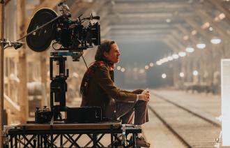 Regisseur Wes Anderson bei Dreharbeiten im Studio Babelsberg, Potsdam, für "Der phönizische Meisterstreich"