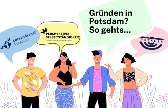 Piktogramm mit vier Menschen und Sprechblasen