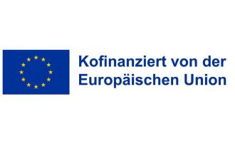 Logo ESF+ Förderung: Europa-Fahne und Schriftzug Kofinanziert von der Europäischen Union