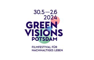 Logo Green Visions Potsdam - Schriftzug vor bunten Kreisen