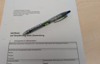 Dieses Foto zeigt die erste Seite des Antrags auf Zuwendung