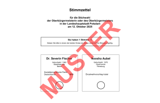 Musterstimmzettel zur Oberbürgermeister-Stichwahl 2025 in Potsdam