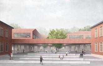Visualisierung der Schule in Krampnitz. Visualisierung: AFF Architekten