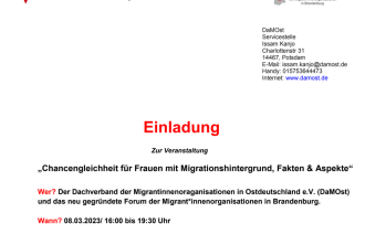 Einladung „Chancengleichheit für Frauen mit Migrationshintergrund, Fakten & Aspekte“