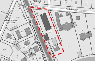 Kartenausschnitt von den Vorarbeiten betroffene Bereiche