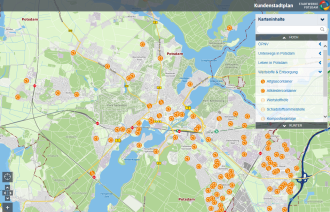 Screenshot des Kundenstadtplans der Stadtwerke Potsdam