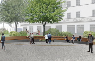 Entwürfe des Landschaftsarchitekturbüros Gehrke und der Künstlerin Susanne Ahner für die neue Platzgestaltung mit Gedenkstätte (Entwurf: Landschaftsarchitekturbüro Gehrke)
