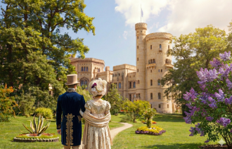 Foto: Potsdam, Park Babelsberg, mit Blick auf das Schloss/SPSG/Foto W. Pfauder