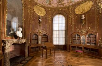 Schloss Sanssouci, Bibliothek Friedrichs II., Foto: Leo Seidel, Lizenz: SPSG