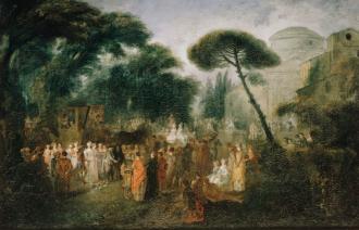 Antoine Watteau: Der Brautzug (La mariée de village), um 1710, Foto: Jörg P. Anders, Lizenz: SPSG