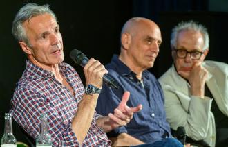 Filmabend mit Hannes Jaenicke, Eric Schlosser und Dieter Kosslick, Foto: Peter Himsel, Green Visions 2024, Lizenz: Green Visions Potsdam