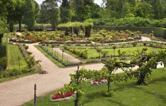 Rosengarten im Park Charlottenhof, Foto: Achim Bednorz, Lizenz: SPSG