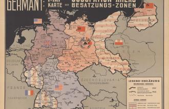 Karte der Besatzungszonen 1945–1949, Foto: Stiftung Gedenkstätte Lindenstraße, Lizenz: © Stiftung Gedenkstätte Lindenstraße