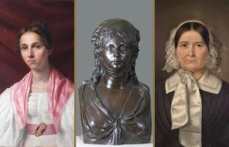Führung Frauen in Potsdamer Geschichte, Foto: LINKS: Gustav Hertz, Porträt Flora Nürnberg, 1835 © Potsdam Museum, Foto Elke Hübener-Lipkau. MITTE: Johann Gottfried Schadow, Büste der Königin Luise, 1798/1899 © Potsdam Museum, Foto Michael Lüder RECHTS: Hermann von Hanstein, Porträt Dorothee Charlotte Sello geb. Anger, 1868 © Potsdam Museum, Foto Holger Vonderlind, Lizenz: Potsdam Museum